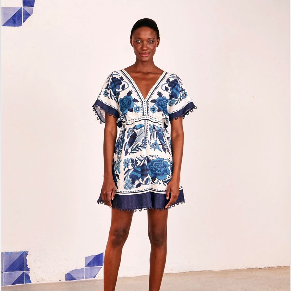 Farm Rio Tropical Tiles Mini Dress NWT - Never Worn